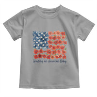Funny 4th Of July Pregnancy Announcement Toddler T Shirt Growing An American Baby USA Flag Flowers - Wonder Print Shop