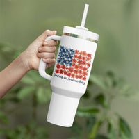 Funny 4th Of July Pregnancy Announcement Tumbler With Handle Growing An American Baby USA Flag Flowers - Wonder Print Shop