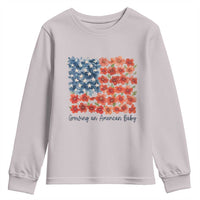 Funny 4th Of July Pregnancy Announcement Youth Sweatshirt Growing An American Baby USA Flag Flowers - Wonder Print Shop