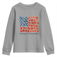 Funny 4th Of July Pregnancy Announcement Youth Sweatshirt Growing An American Baby USA Flag Flowers - Wonder Print Shop