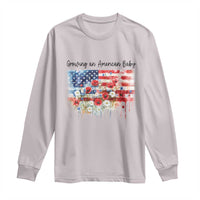 Funny 4th Of July Pregnancy Announcement Long Sleeve Shirt Growing An American Baby USA Flag - Wonder Print Shop