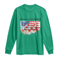 Funny 4th Of July Pregnancy Announcement Long Sleeve Shirt Growing An American Baby USA Flag - Wonder Print Shop