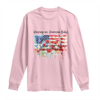 Funny 4th Of July Pregnancy Announcement Long Sleeve Shirt Growing An American Baby USA Flag - Wonder Print Shop