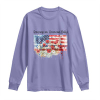 Funny 4th Of July Pregnancy Announcement Long Sleeve Shirt Growing An American Baby USA Flag - Wonder Print Shop