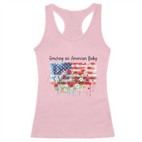 Funny 4th Of July Pregnancy Announcement Racerback Tank Top Growing An American Baby USA Flag - Wonder Print Shop