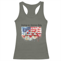 Funny 4th Of July Pregnancy Announcement Racerback Tank Top Growing An American Baby USA Flag - Wonder Print Shop