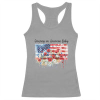 Funny 4th Of July Pregnancy Announcement Racerback Tank Top Growing An American Baby USA Flag - Wonder Print Shop