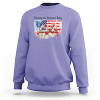 Funny 4th Of July Pregnancy Announcement Sweatshirt Growing An American Baby USA Flag - Wonder Print Shop
