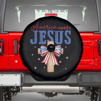 Funny America Needs Jesus Spare Tire Cover 4th Of July Patriotic Christian Coquette Bow - Wonder Print Shop