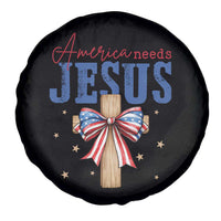 Funny America Needs Jesus Spare Tire Cover 4th Of July Patriotic Christian Coquette Bow - Wonder Print Shop