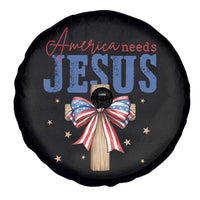 Funny America Needs Jesus Spare Tire Cover 4th Of July Patriotic Christian Coquette Bow - Wonder Print Shop