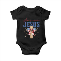 Funny America Needs Jesus Baby Onesie 4th Of July Patriotic Christian Coquette Bow - Wonder Print Shop