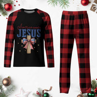Funny America Needs Jesus Plaid Pajama Set 4th Of July Patriotic Christian Coquette Bow - Wonder Print Shop