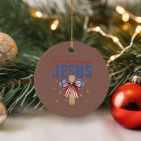 Funny America Needs Jesus Ceramic Ornament 4th Of July Patriotic Christian Coquette Bow - Wonder Print Shop