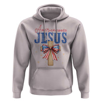 Funny America Needs Jesus Hoodie 4th Of July Patriotic Christian Coquette Bow - Wonder Print Shop