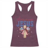 Funny America Needs Jesus Racerback Tank Top 4th Of July Patriotic Christian Coquette Bow - Wonder Print Shop