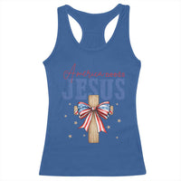 Funny America Needs Jesus Racerback Tank Top 4th Of July Patriotic Christian Coquette Bow - Wonder Print Shop