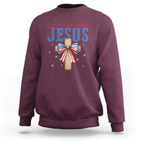 Funny America Needs Jesus Sweatshirt 4th Of July Patriotic Christian Coquette Bow - Wonder Print Shop
