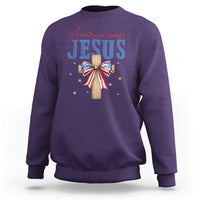 Funny America Needs Jesus Sweatshirt 4th Of July Patriotic Christian Coquette Bow - Wonder Print Shop