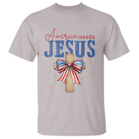 Funny America Needs Jesus T Shirt 4th Of July Patriotic Christian Coquette Bow - Wonder Print Shop