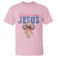 Funny America Needs Jesus T Shirt 4th Of July Patriotic Christian Coquette Bow - Wonder Print Shop