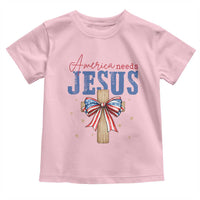 Funny America Needs Jesus Toddler T Shirt 4th Of July Patriotic Christian Coquette Bow - Wonder Print Shop