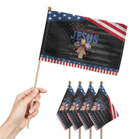 Funny America Needs Jesus Patriotic Handheld Flag 4th Of July Patriotic Christian Coquette Bow