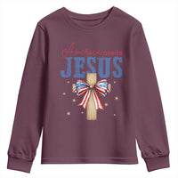 Funny America Needs Jesus Youth Sweatshirt 4th Of July Patriotic Christian Coquette Bow - Wonder Print Shop