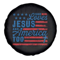 Funny She Loves Jesus And America Too Spare Tire Cover 4th Of July Christian American Flag - Wonder Print Shop