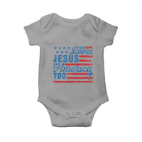 Funny She Loves Jesus And America Too Baby Onesie 4th Of July Christian American Flag - Wonder Print Shop