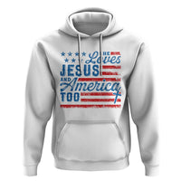 Funny She Loves Jesus And America Too Hoodie 4th Of July Christian American Flag - Wonder Print Shop