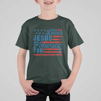 Funny She Loves Jesus And America Too T Shirt For Kid 4th Of July Christian American Flag - Wonder Print Shop