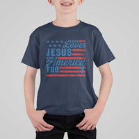 Funny She Loves Jesus And America Too T Shirt For Kid 4th Of July Christian American Flag - Wonder Print Shop