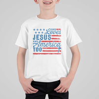 Funny She Loves Jesus And America Too T Shirt For Kid 4th Of July Christian American Flag - Wonder Print Shop
