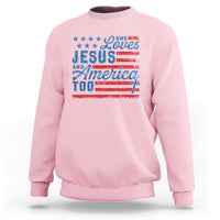 Funny She Loves Jesus And America Too Sweatshirt 4th Of July Christian American Flag - Wonder Print Shop