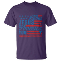 Funny She Loves Jesus And America Too T Shirt 4th Of July Christian American Flag - Wonder Print Shop