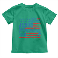 Funny She Loves Jesus And America Too Toddler T Shirt 4th Of July Christian American Flag - Wonder Print Shop