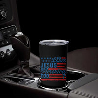 Funny She Loves Jesus And America Too Tumbler Cup 4th Of July Christian American Flag - Wonder Print Shop
