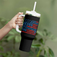 Funny She Loves Jesus And America Too Tumbler With Handle 4th Of July Christian American Flag - Wonder Print Shop