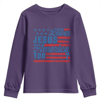 Funny She Loves Jesus And America Too Youth Sweatshirt 4th Of July Christian American Flag - Wonder Print Shop