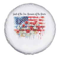 Funny 4th Of July Land Of The Free Because Of The Brave Spare Tire Cover American Flag Flowers - Wonder Print Shop