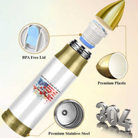 Funny 4th Of July Land Of The Free Because Of The Brave Bullet Tumbler American Flag Flowers - Wonder Print Shop
