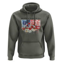 Funny 4th Of July Land Of The Free Because Of The Brave Hoodie American Flag Flowers - Wonder Print Shop