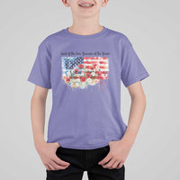 Funny 4th Of July Land Of The Free Because Of The Brave T Shirt For Kid American Flag Flowers - Wonder Print Shop