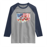 Funny 4th Of July Land Of The Free Because Of The Brave Raglan Shirt American Flag Flowers - Wonder Print Shop
