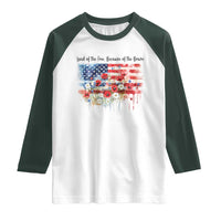 Funny 4th Of July Land Of The Free Because Of The Brave Raglan Shirt American Flag Flowers - Wonder Print Shop