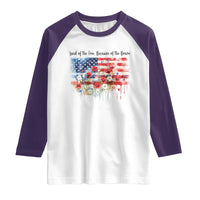 Funny 4th Of July Land Of The Free Because Of The Brave Raglan Shirt American Flag Flowers - Wonder Print Shop