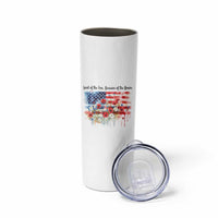 Funny 4th Of July Land Of The Free Because Of The Brave Skinny Tumbler American Flag Flowers - Wonder Print Shop