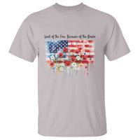 Funny 4th Of July Land Of The Free Because Of The Brave T Shirt American Flag Flowers - Wonder Print Shop