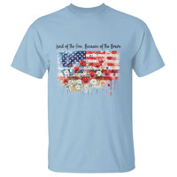 Funny 4th Of July Land Of The Free Because Of The Brave T Shirt American Flag Flowers - Wonder Print Shop